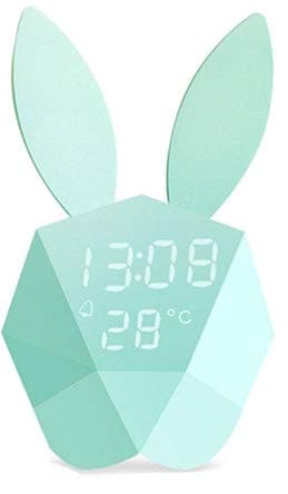 Wake Up Light with Alarm Clock Kids Night Light Rabbit Lamp Warm Led Voice Activated Perfect for Children's Day,Boys,Girls,Baby,Kids Bedroom (Green)