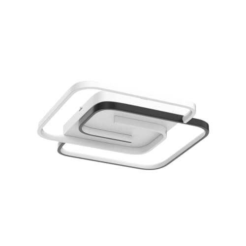 Schindora Modern LED Ceiling Light 36W 50cm with Remote Control, Geometry Square Black White Dimmable Ceiling Lights Fitting for Living Room, Bedroom, Kitchen