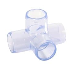3/4" (26.7mm) Clear PVC (U-PVC/PCV-U) 4 Way Tee