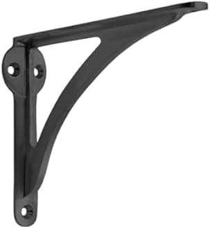 STYLENT Decor Decorative Brass Shelf Bracket, Heavy Duty and Antique Shelf Bracket for Shelving Modern L Shaped Design (Pack of 1) ( Black, 7 Inches)