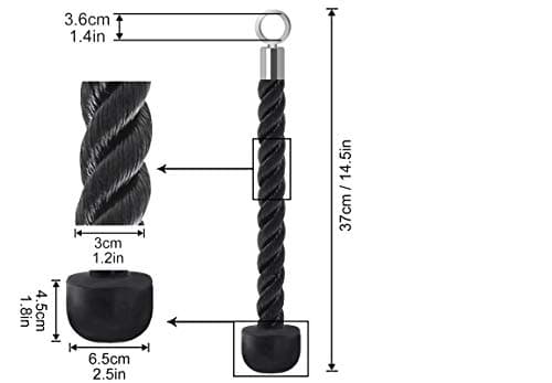 SIGNATRON Gym Cable Attachment (Option) Cable Cross D Handle, Tricep Rope, Seated Row Grip, V Tricep Press Down Bar and Straight LAT Bar (Black)