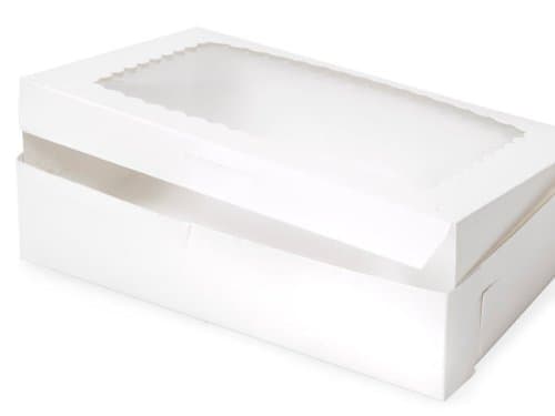 10x7x2-1/2" WHITE WINDOW Bakery Box1-Piece Lock Corner Box (1 unit, 100 pack per unit.)