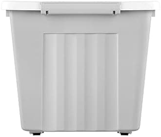Cetomo 80L*3 Storage Boxes with Lids, Plastic Storage Box with Wheels and Secure Side Latches, Stackable & Nestable Organizer for Home, Office, Moving, PP, Gray, 80L-3 Pack