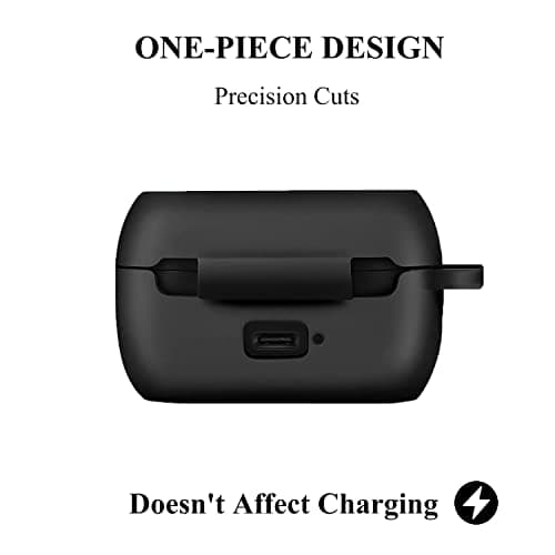 Silicone Case Compatible with Jabra Elite Active 85t Shockproof Protective Earbuds Cover with Carabiner Accessories(Black)