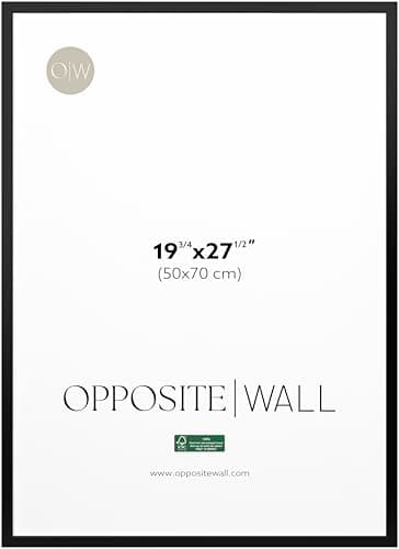 Opposite Wall - 50x70 cm - Black Solid Wood Picture Frame - Lightweight, Versatile & Shatterproof - Wall Hanging Photo or Poster Frame - Wall Decor for Office, Gallery & Home, 19 3/4 x 27 1/2 in
