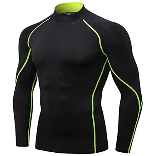 SPVISE 1 or 2 Pack Men's Compression Shirts Long Sleeve Athletic Workout T-Shirts Cool Dry Undershirts Turtle Neck Gym Tops