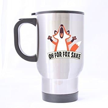 Drinkware Mugs Funny Crazy Fox OH for Fox Sake Stainless Steel Travel Mug Sliver 14 Ounce Coffee/Tea Mug - Personalized Gift for Birthday,Christmas and New Year