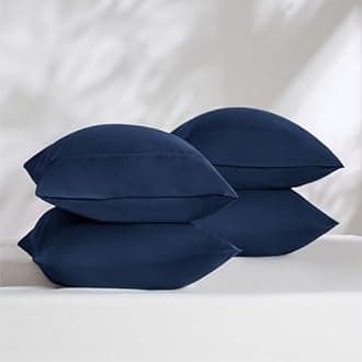 Bedsure Pillow Cases Standard Size Set of 4 - Navy Brushed Microfiber Pillowcases 4 Pack, Super Soft and Cozy Pillow Case Covers with Envelope Closure, Wrinkle, Fade and Stain Resistant, 20x26 Inches