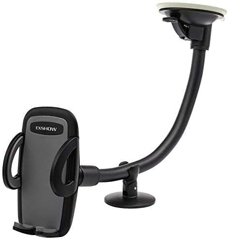 Car Phone Mount, EXSHOW 12" Long Arm Car Phone Holder，Universal Windscreen Car Cradle with Dashboard Base for iPhone Xs Max Xs Xr 8 7 6s Plus, Samsung S10e S9 Note and All Smartphones 3.5-6 inch, Gray