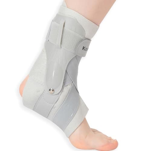 Ankle Brace with Side Stabilizers - Adjustable Ankle Support Sprained Ankle Brace for Ankle Sprained, Achilles Tendon, Plantar Fasciitis, Injury Recovery, Ankles Support for Running, Basketball, Football (Gray, X-Large)