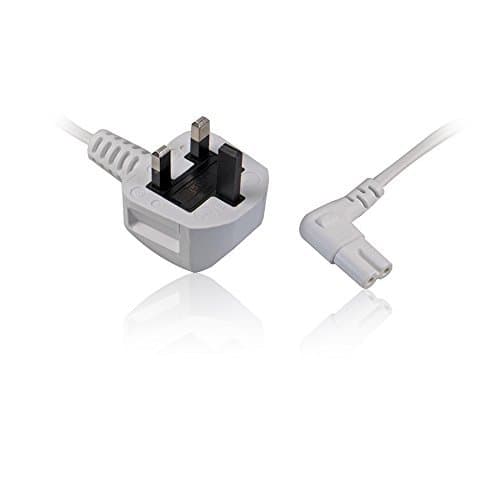 CDL Micro 5 m 90 Degree IEC C7 Figure 8 to UK 3 Pin Mains Plug Right Angle RA Cable Lead - White