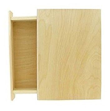 NicoleCrafts 1 X Unfinished Pine Wood 8" Book BOX with Pull Out Drawer,Tan