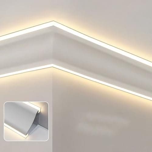 Jievmrs Crown Molding Led Indirect Lighting, Baseboard Led Strip Diffuser for Wall Corner or Ceiling, Surface Mounted Crown Moulding Without Led Strip(1.9m/6.2ft)