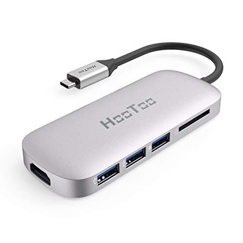 HooToo USB C Hub, 6-in-1 USB C Adapter (2019 Upgrade) with Power Delivery, 4K HDMI, 3 USB 3.0 for MacBook/Pro/Air and Type C Windows Laptops(Silver)