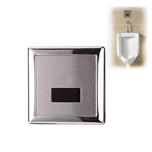 BATH GURU Wall Mounted Stainless Steel Automatic Urinal Flush Sensor Set for Public Toilet, Home, Office Bathroom with Dual Power Supply Mode Chrome Plated