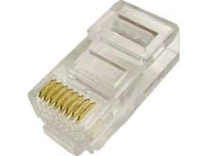 RJ45 2 Prong 50 Micron 8P8C Cat5e Modular Data Plug for Stranded Wire, Pack of 100