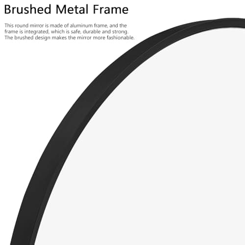 Circle Mirror 50cm, Round Mirror Wall Mounted Mirrors Wall, HD Glass, Modern Stylish Design for Bathroom, Bedroom, Living Room, Black