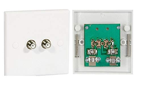Double F Type Coax COAXIAL Wall Socket Plate TV Satellite Sky Virgin