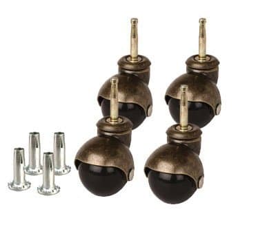 Caster Classics® 4-Pack 2-inch Antique Gold Ball Caster with Wood Stem & Socket