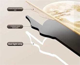 Modern 3D Wall Art Sculpture with LED Light, Plug-in Clock Home Decor, UV Engraved Wall Hanging for Bedroom, Living Room, Apartment(B,23.6"x47.2")