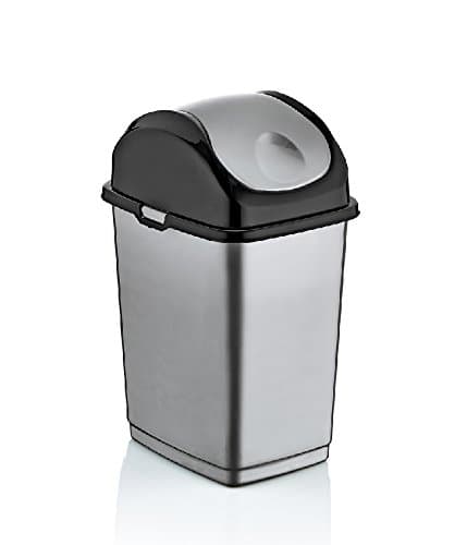 High Grade Plastic Flip Top Swing Dustbin Waste Bin with Lid (Grey, 10 Litres)