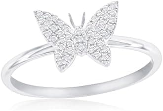 Beaux Bijoux Real Diamond Rings for Women in Sterling Silver - Engagement, Promise Anniversary, Genuine Fine Diamond Rings in Multiple Shapes and Styles