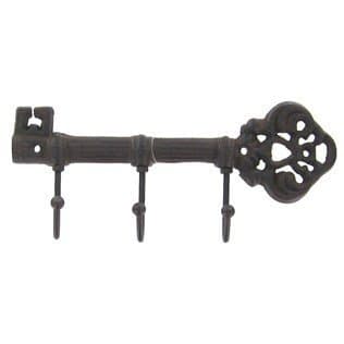 Cast Iron Skeleton Key Rack Holder Wall Decoration with 3-hooks