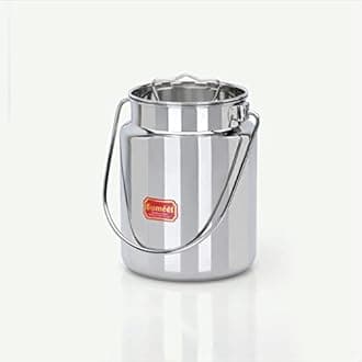 Sumeet Stainless Steel Akhand - Jointless Milk Can/Oil Can/Milk Barni/Oil Pot with Lid, 3000ML capacity, 15Cm Dia, Silver