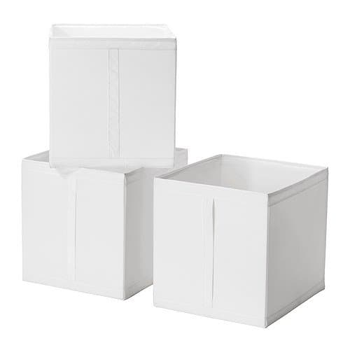 SKUBB 3 Pack 31x34x33 cm White Storage Boxes With Handle on the Side and Easy to Pull Out