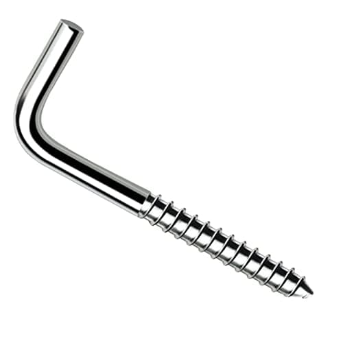 Keple 80 mm L Hook Screws Right Angle Screws (Pack of 10) Galvanised 90 Degree Curved Corner Wood Screw, Chest of Drawers Dryer Square Hooks, Offset Wall Hanger, Cup, Hook 5 x 80 mm