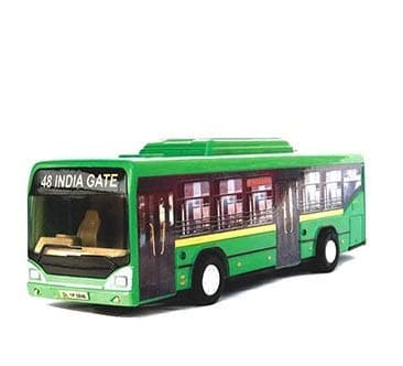 AshmAadi® Miniature Collection - Low Floor Bus (Green)- Toy with Pullback Action (Size L-20 x W-5 x H-6 cms)