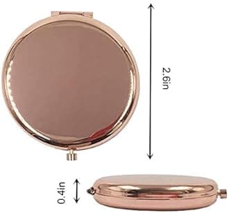 Mpowtech Rose Gold Compact Mirror for Women - 1x/2x Magnifying 2.76'' Small Cosmetic Mirror for Purse Portable Travel Makeup Mini Vanity Mirror Double-Sided Folding Pocket Mirror for Gift