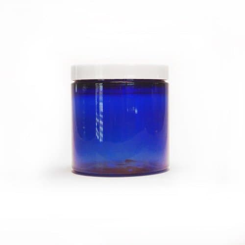 Blue 4 oz PET Plastic Jar with White Smooth Lid 6 pk