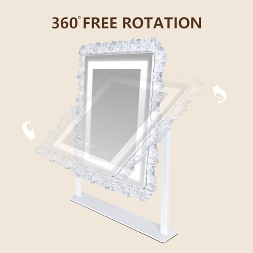 Lighted Makeup Mirror Hollywood Mirror Vanity Makeup Mirror with Lights Smart Touch Control 3-Gear Dimable Light 360Ã‚°Rotation (12in, White)