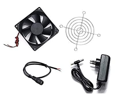ESPtronics Cooling Fan 12V High Speed DC CPU Fan for PC Case, DC 12 Volt Cooling Fan 3 Inches CPU SMPS Cooling Radiator Fan for projects with Grill and 12v 2 Ampere Adaptor DIY Kit