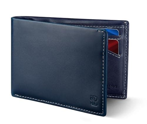 SERMAN BRANDS Mens Slim Bifold Wallet RFID Blocking Minimalist Front Pocket Wallets for Men - Thin & Stylish, Z. Atlantic Blue Elite, Slim