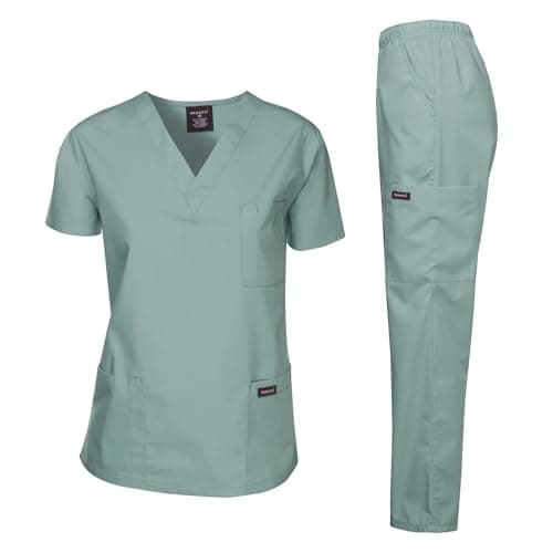 Dagacci Scrubs for Men Set - V-Neck Scrub Top and Cargo Pants - 8 Pockets Men Scrubs Set