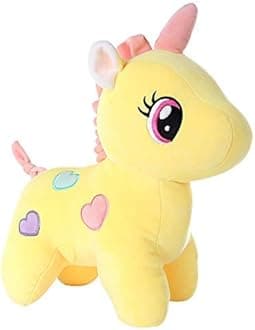 Babique Unicorn Stuffed Soft Toy Plush for Kids Baby Boy Girl Birthday (25Cm -Yellow) & Ball Rattle Sound Soft Toy for Kids Baby Boy Girl Birthday (10 cm)