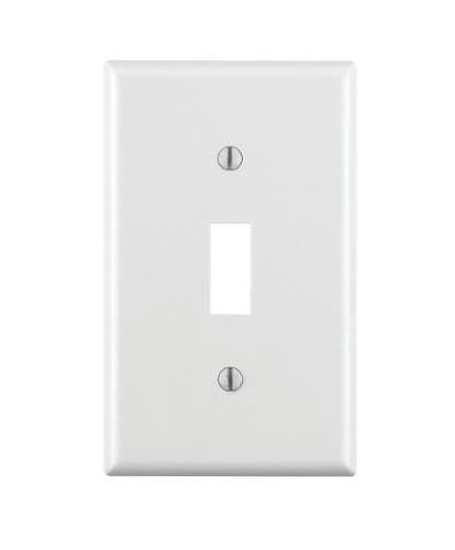 Leviton 1-Gang Toggle Device Switch Wallplate, Standard Size, Thermoset, Device Mount, 88001, White