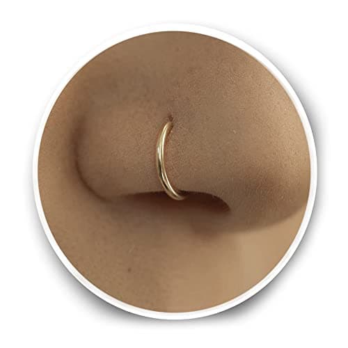 Sterling Gold Nose Ring Small and Extra Thin 0.5mm Diameter 6mm,8mm (8mm, Gold)