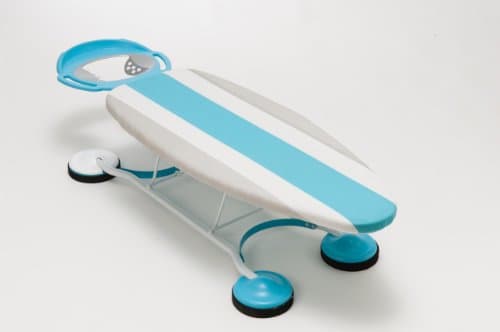iBoard Surf Stripe 4-Leg Table Top Ironing Board with Steel Mesh Top, 13 by 32-Inch, Aqua and White