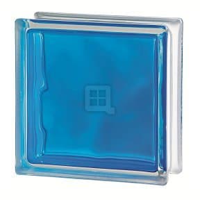 7.5 x 7.5 x 3 Brilly Wave Blue Color Glass Block