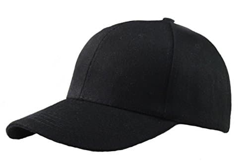 DOUMI Men Caps Women Summer Hat Baseball Cap Plain Solid Sport Visor Sun Base Ball Hat (Black)