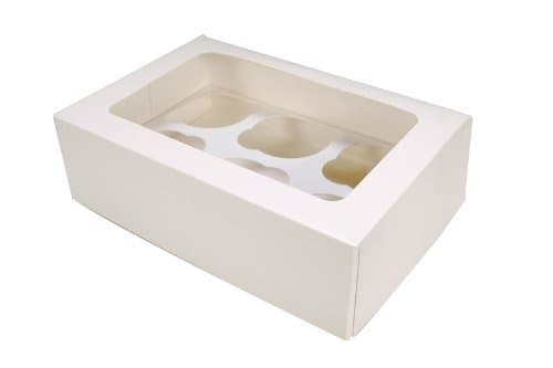 Plain Cupcake Boxes - 6 Holes - Pack of 50