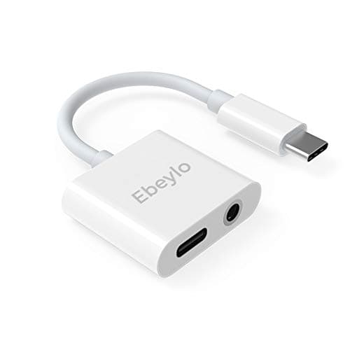 USB C to 3.5mm Headphone Adapter, Ebeylo 2 in 1 Audio Adapter and Fast Charging Dongle Compatible for Pixel 3/3XL/Pixel 2/2 XL, iPad pro 2018,Galaxy Note10+, Essential Phone, HTC and More White