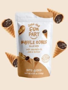 Just The Fun Part, Bite-Size Crispy Mini Waffle Cones with Premium Belgian Chocolate, Great for Snacks, Dessert, Grab & Go - Kosher (Espresso, Caramel, Cookie Butter)