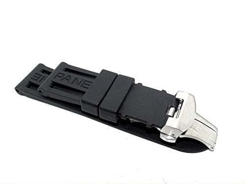 NEW 24mm Black Rubber Strap with Solid Stainless Steel Clasp MADE TO FIT TO Officine Panerai Luminor Marina