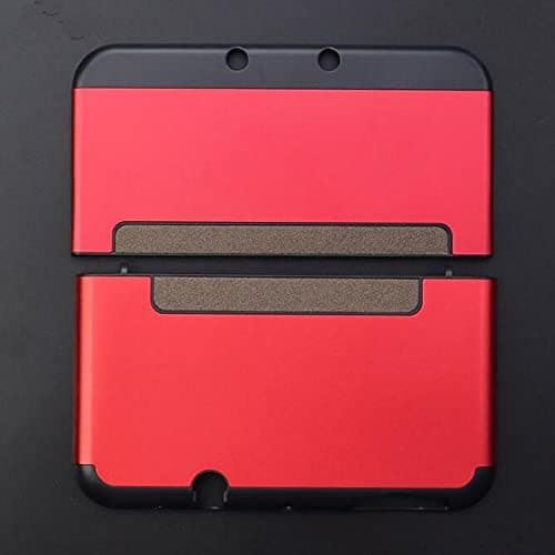 Aluminium Alloy Protective Case Front Back Faceplate Plates Top & Bottom Battery Housing Shell Case Cover Shockproof Hard Shell Skin for New 3DS XL LL Console 2015 - Red