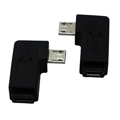 RML 1 Set Right/Left Angled 90 degree Micro USB Male to Micro USB Female Extension Adapter Conventer Cord Cable Connector