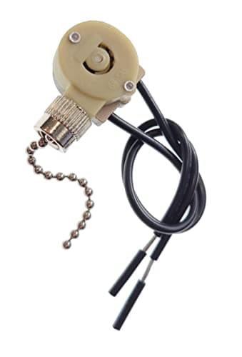 Sinton E81372 ON-Off Nickel Pull Chain Lamp Switch for Lighted Ceiling Fans & Canopy Lights 6A 125V 3A 250V AC